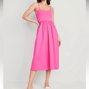 Old Navy Fit and Flare Midi Cami Dress Size Small Pink